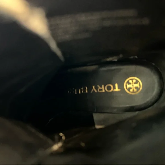 Tory Burch Black and Cream Tweed Lace-Up Block Heel Ankle Boots - Picture 7 of 8